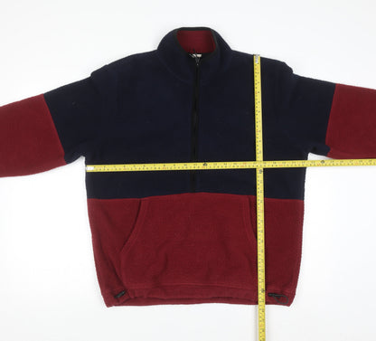 John Lewis Men's Blue Red Fleece Half Zip Pullover Sweatshirt M