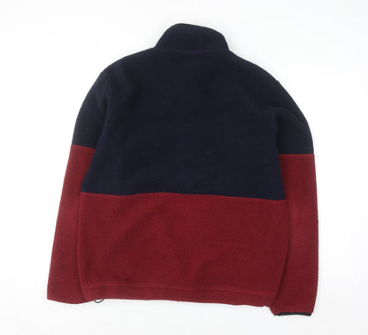 John Lewis Men's Blue Red Fleece Half Zip Pullover Sweatshirt M