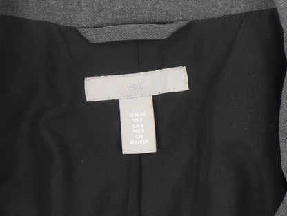 H&M Women Grey One-Button Suit Jacket Size 12 Classic Fit