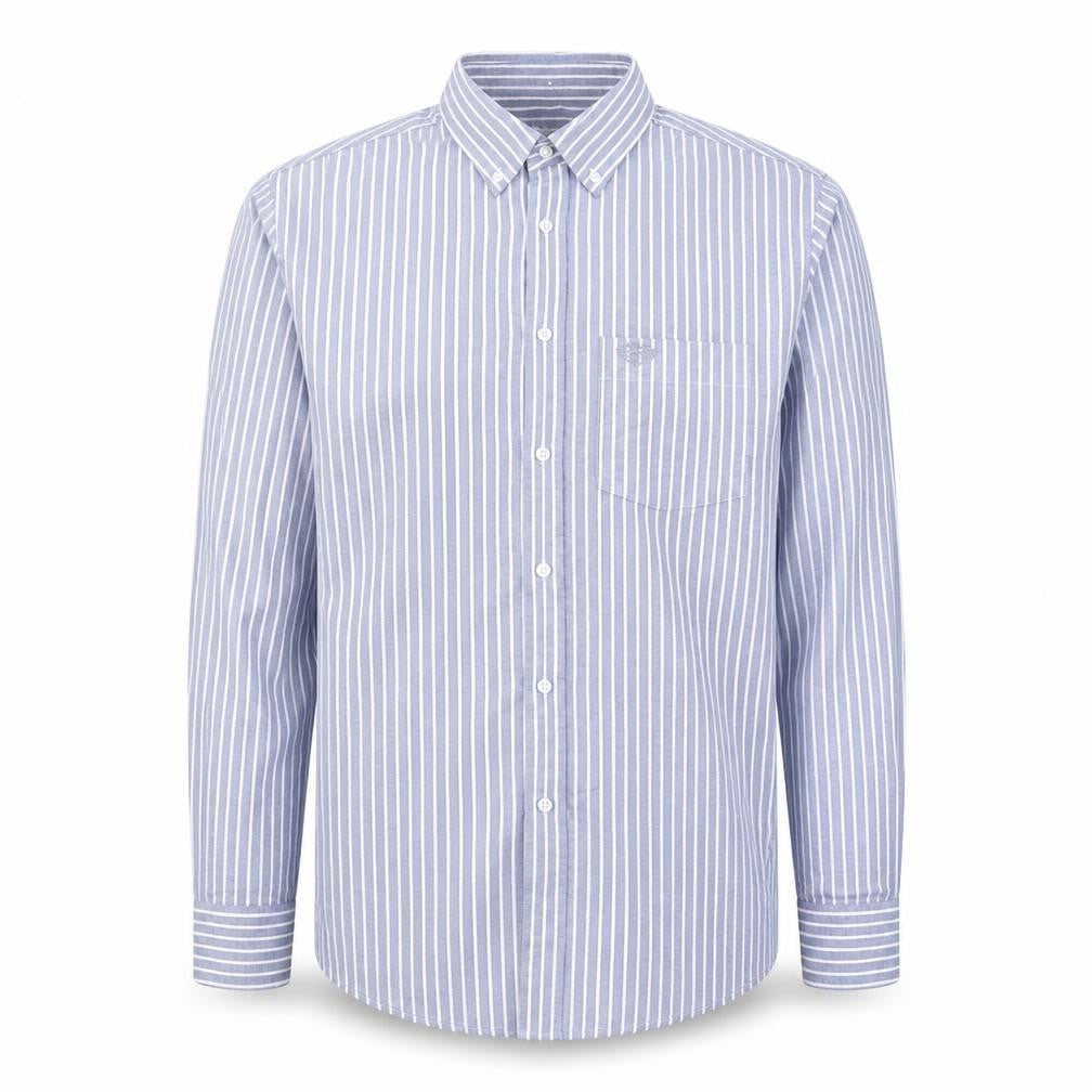 Paul Costelloe Men’s Blue Striped Regular Fit Long Sleeve Button-Up Shirt Medium