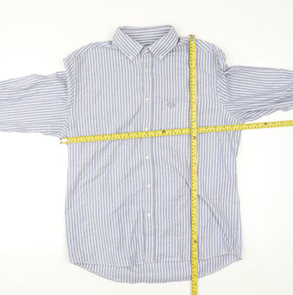 Paul Costelloe Men’s Blue Striped Regular Fit Long Sleeve Button-Up Shirt Medium