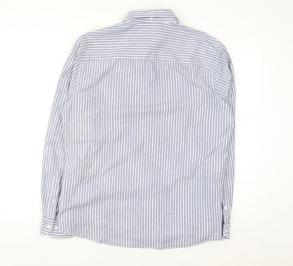 Paul Costelloe Men’s Blue Striped Regular Fit Long Sleeve Button-Up Shirt Medium