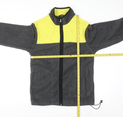 Chaps Men’s Grey Yellow Full Zip Polar Fleece Sweatshirt Size S