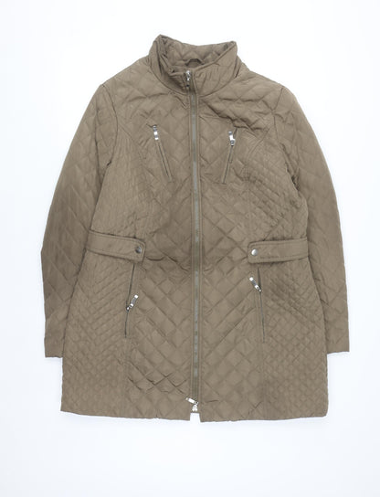 MS VASS Women's Brown Quilted Mid-Length Coat Size 16