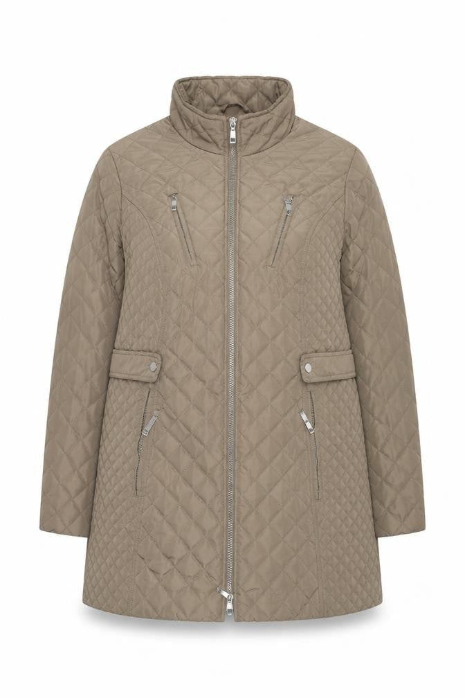 MS VASS Women's Brown Quilted Mid-Length Coat Size 16