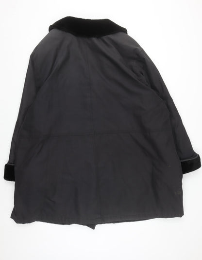 Ann Harvey Women's Black Long Overcoat Size 20 Faux Fur Collar