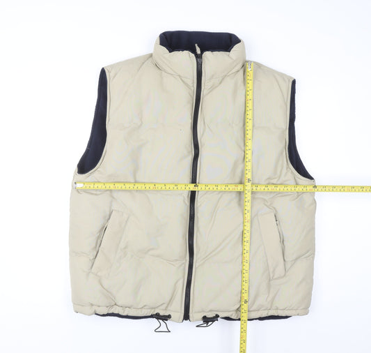 BHS Men's Beige XL Puffer Waistcoat with Full Zip Pockets