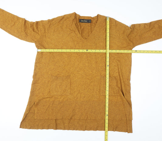 eb&ive Womens Brown V-Neck Tunic Knit Jumper Size S Relaxed Fit