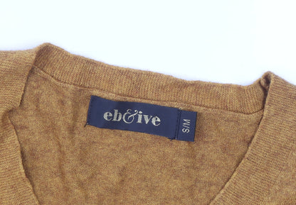 eb&ive Womens Brown V-Neck Tunic Knit Jumper Size S Relaxed Fit