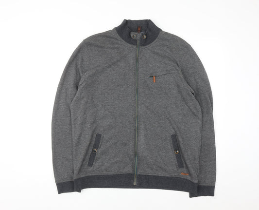 Ted Baker Men's Grey Full Zip Jumper Size XL Cotton Blend