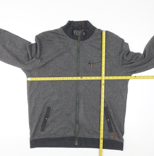 Ted Baker Men's Grey Full Zip Jumper Size XL Cotton Blend