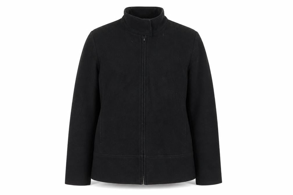 Marks & Spencer Womens Black Wool Blend Zip Jacket Size 14