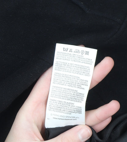 Marks and Spencer Womens Black Wool Blend Zip Jacket Size 14