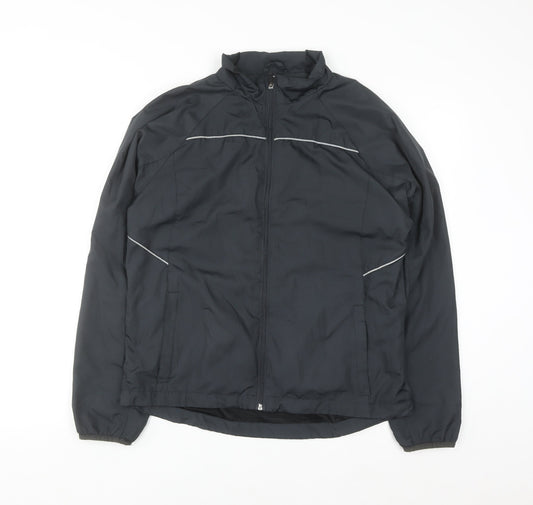 Crivit Men's Black M Windbreaker Jacket Lightweight Reflective Zip