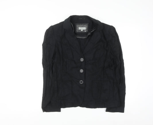 Marks and Spencer Per Una Womens Black Linen Blazer Size 12