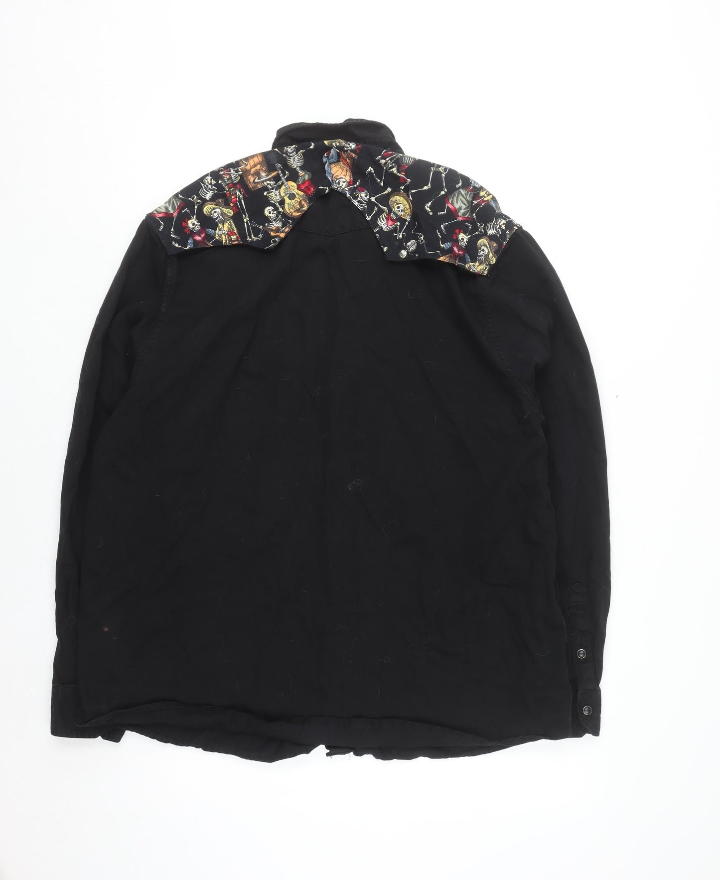 Primark Men’s Black 2XL Skeleton Western Long Sleeve Cotton Shirt
