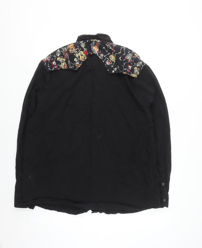 Primark Men’s Black 2XL Skeleton Western Long Sleeve Cotton Shirt