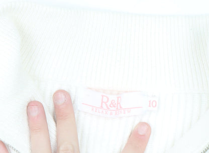 Relax & Renew Women’s Ivory Zip Ribbed High Neck Jumper Size 10