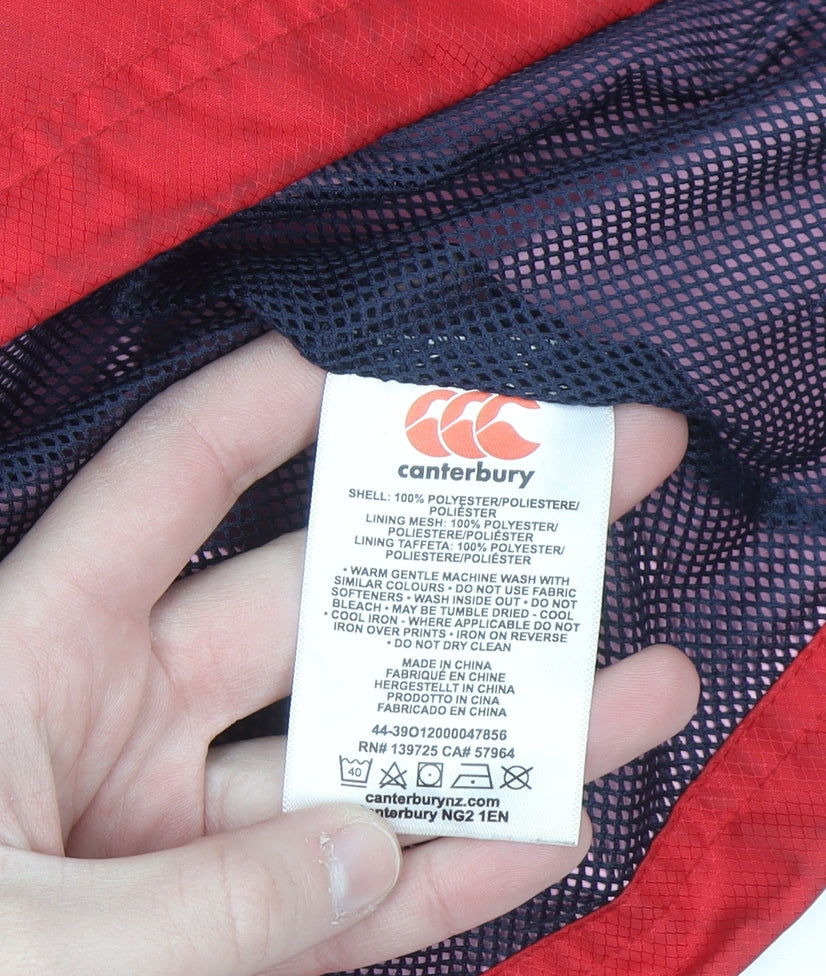 Canterbury Womens Red Hooded Rain Coat Jacket Size 16 Water Resistant