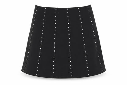 Savida Women’s Black Studded A-Line Short Skirt Size 14