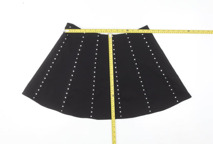 Savida Women’s Black Studded A-Line Short Skirt Size 14