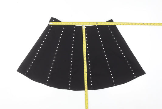 Savida Women’s Black Studded A-Line Short Skirt Size 14