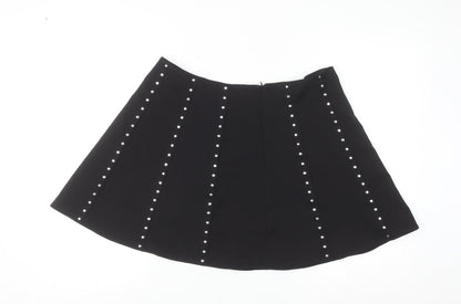 Savida Women’s Black Studded A-Line Short Skirt Size 14