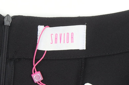 Savida Women’s Black Studded A-Line Short Skirt Size 14