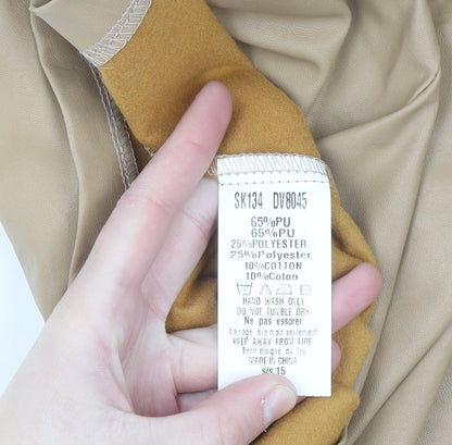 AX Paris Women’s Beige Faux Leather Pencil Skirt Size 8