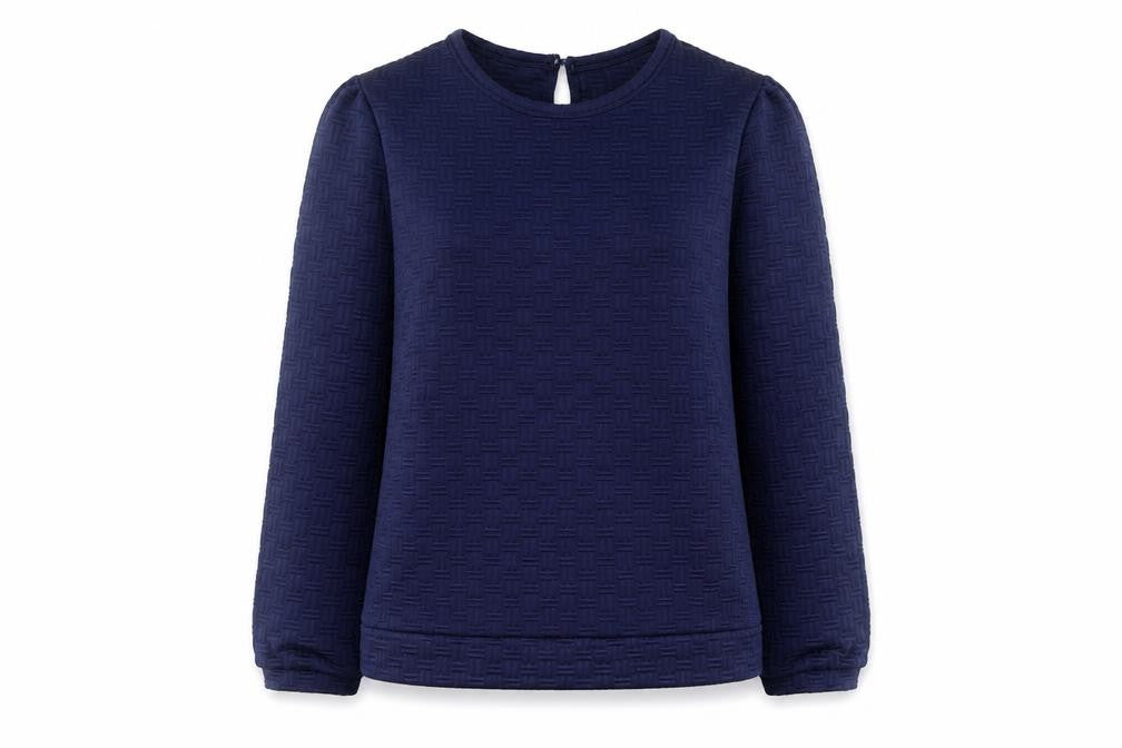 Savida Womens Navy Blue Pullover Sweatshirt Large Textured Long Sleeve