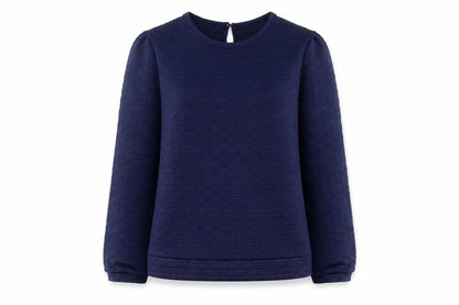 Savida Womens Navy Blue Pullover Sweatshirt Large Textured Long Sleeve