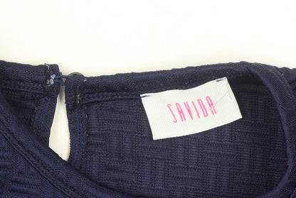 Savida Womens Navy Blue Pullover Sweatshirt Large Textured Long Sleeve