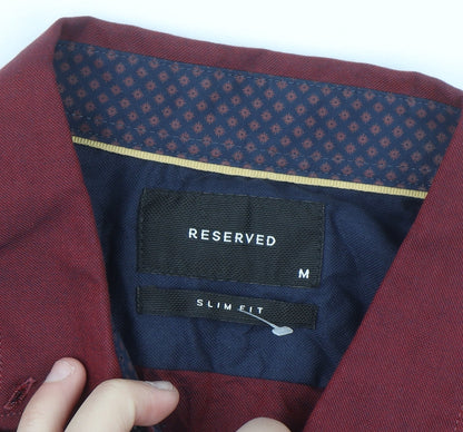 Reserved Men's Red Slim Fit Button-Up Long Sleeve Cotton Shirt M
