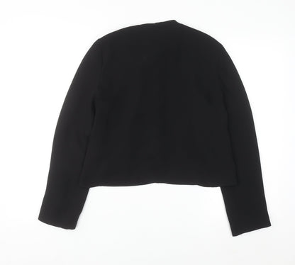 Zara Women Black Bow Neck Long Sleeve Wrap Blouse Size 12