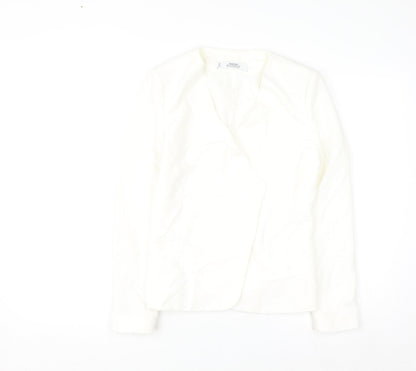 Mango Women Ivory Suit Collection Blazer XS Slim Fit Polyester Blend