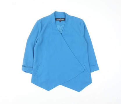 Warehouse Women Blue Regular Fit Lined Open Front Blazer UK 8