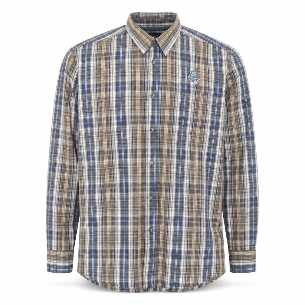 Lerros Men's Blue Check Long Sleeve Cotton Button-Up Shirt Size L