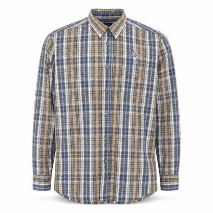 Lerros Men's Blue Check Long Sleeve Cotton Button-Up Shirt Size L