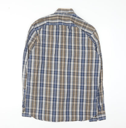 Lerros Men's Blue Check Long Sleeve Cotton Button-Up Shirt Size L