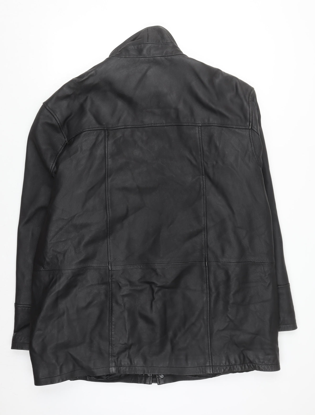 Morena Men's Black Leather Mid-Length Zip Jacket XXL