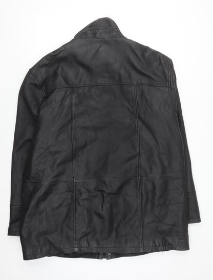 Morena Men's Black Leather Mid-Length Zip Jacket XXL