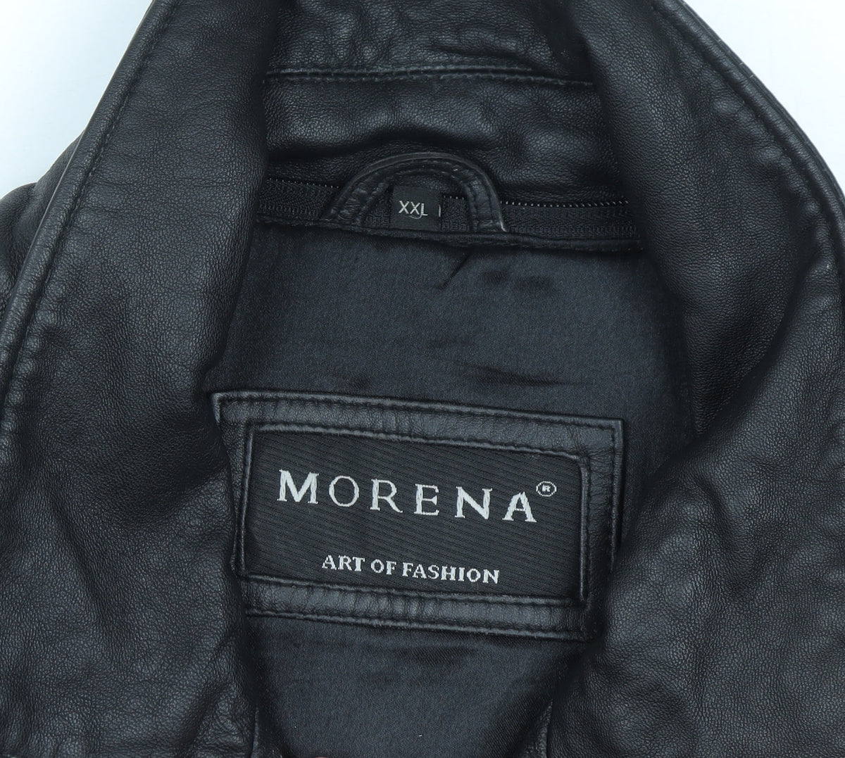 Morena Men's Black Leather Mid-Length Zip Jacket XXL