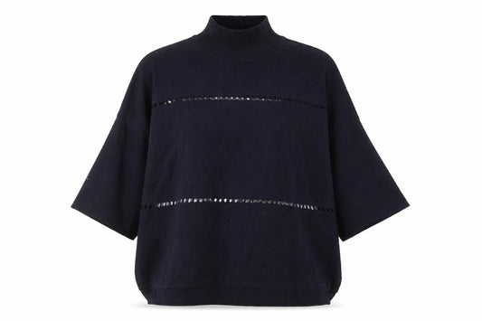 Front view of French Connection Women's Black XL Mock Neck Cotton Jumper