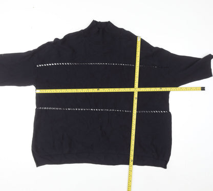 French Connection Women's Black XL Mock Neck Cotton Jumper