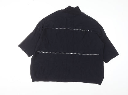 French Connection Women's Black XL Mock Neck Cotton Jumper