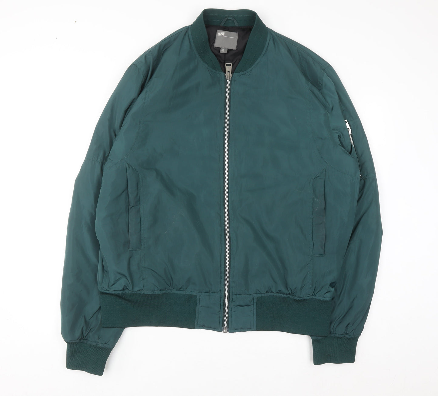 ASOS Men’s Green Bomber Jacket 2XL Long Polyester Zip Casual