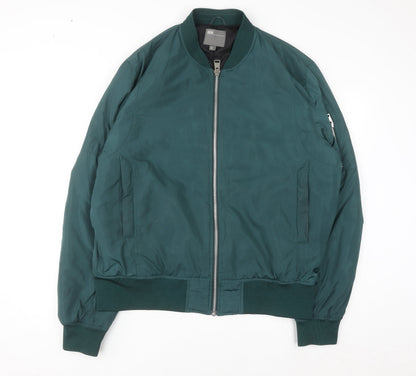 ASOS Men’s Green Bomber Jacket 2XL Long Polyester Zip Casual