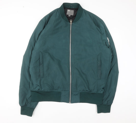 ASOS Men’s Green Bomber Jacket 2XL Long Polyester Zip Casual