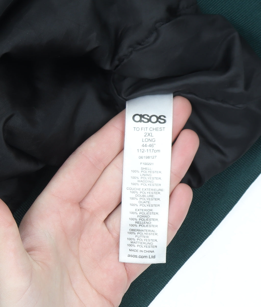 ASOS Men’s Green Bomber Jacket 2XL Long Polyester Zip Casual
