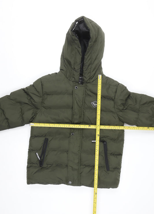 Threadboys Boys Green 11-12 Years Hooded Puffer Jacket Winter Coat